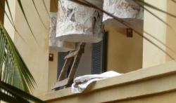 Lampshades on a balcony