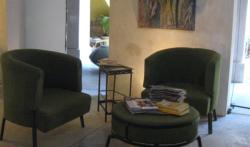 Some chairs around a round table