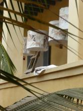 Lampshades on a balcony