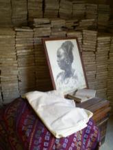 A picture learning on stacks of tiles