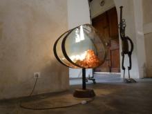 An abstract lamp on the floor