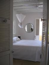 A side view of the bed