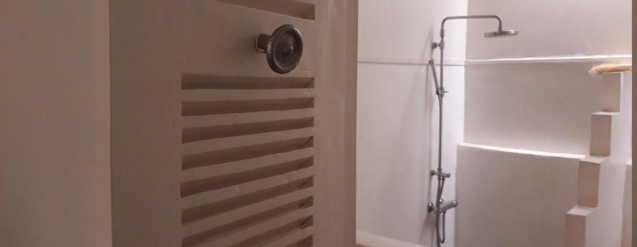 A look into the bathroom of the Bobey room.